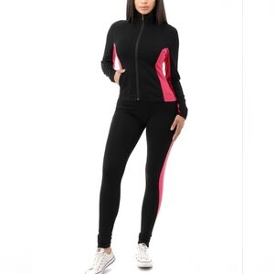 Zipped Up Jacket And Pant Activewear Set